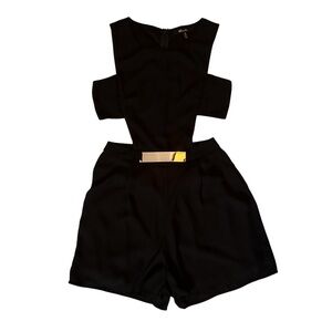 *G2G* Clara Story Chic Black Cutout Romper with Gold Detail - Size Small